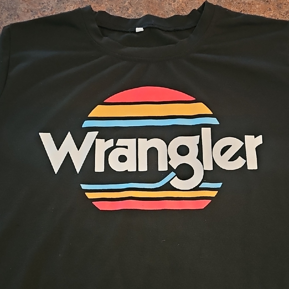 Wrangler Black Tee with Vibrant Logo